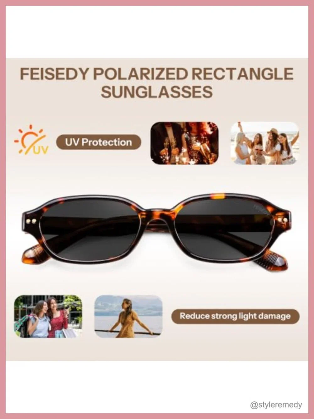Retro Y2K Rectangular Sunglasses Polarized UV400 Slim Fit Unisex